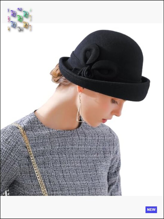 Vintage Wool Felt Bucket Cloche Bowler Hat Church Wedding Dress Fascinator main image 4